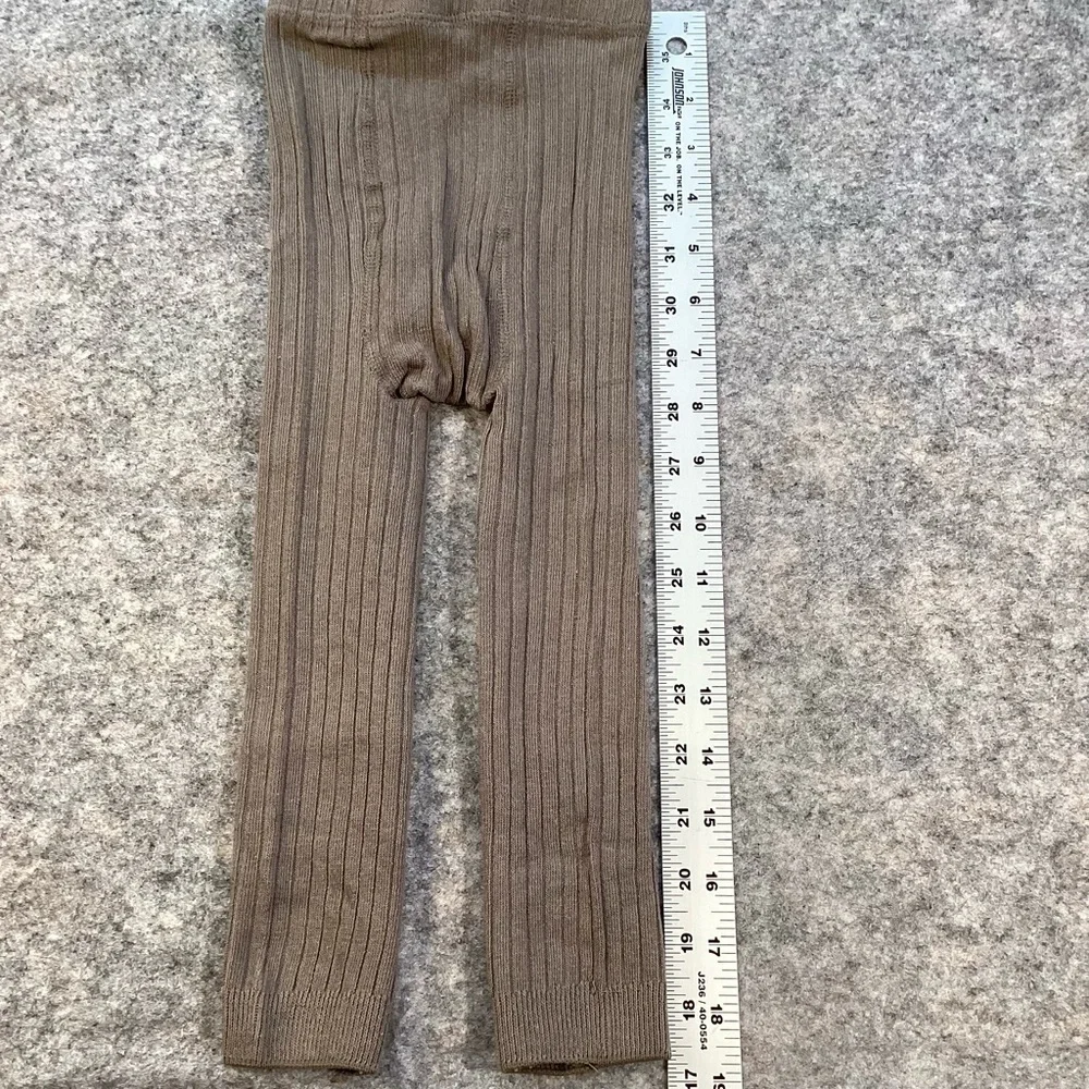 2‎ Pair Toddler Girl Warm Cotton Ribbed Footless Tights, Taupe Brown & Amber